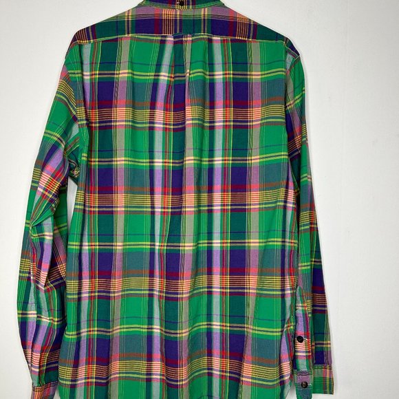 Ralph Lauren Button Down Shirt Men's L Green Colorful Plaid Preppy Casual - Picture 2 of 14